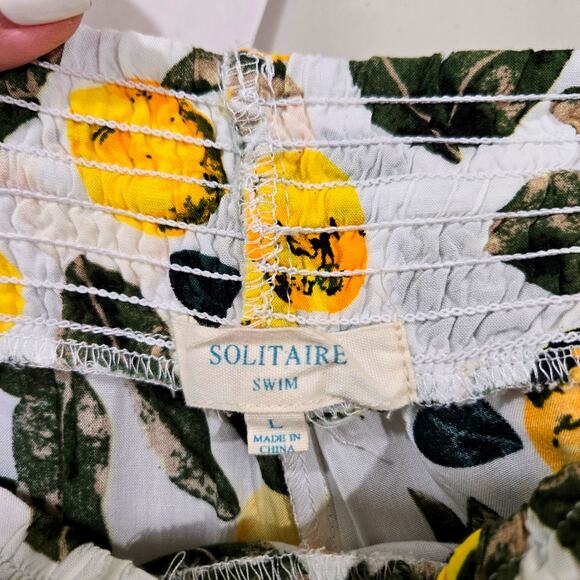 Solitaire Size Large Lemon Yellow Print Jogger Pant Pull On Beach  Pockets  #909 - Picture 9 of 10